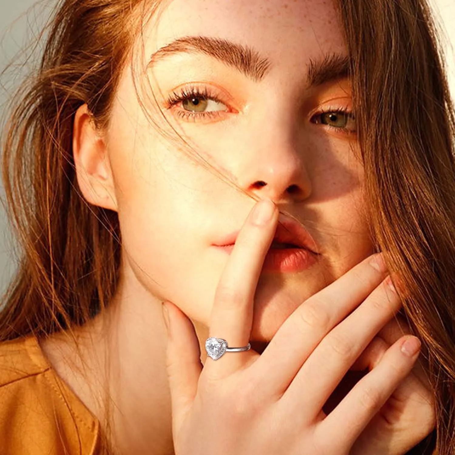  Sterling Silver Heart Birthstone Ring model 