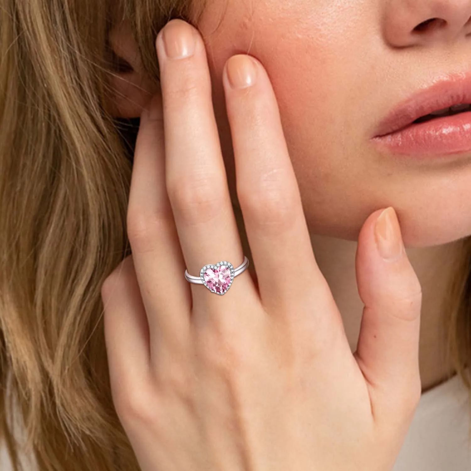 Adjustable Sterling Silver Heart Birthstone Ring model