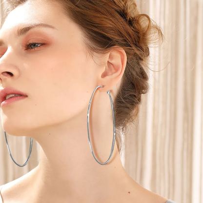 Stainless Steel Round Hoop Earrings For Women model