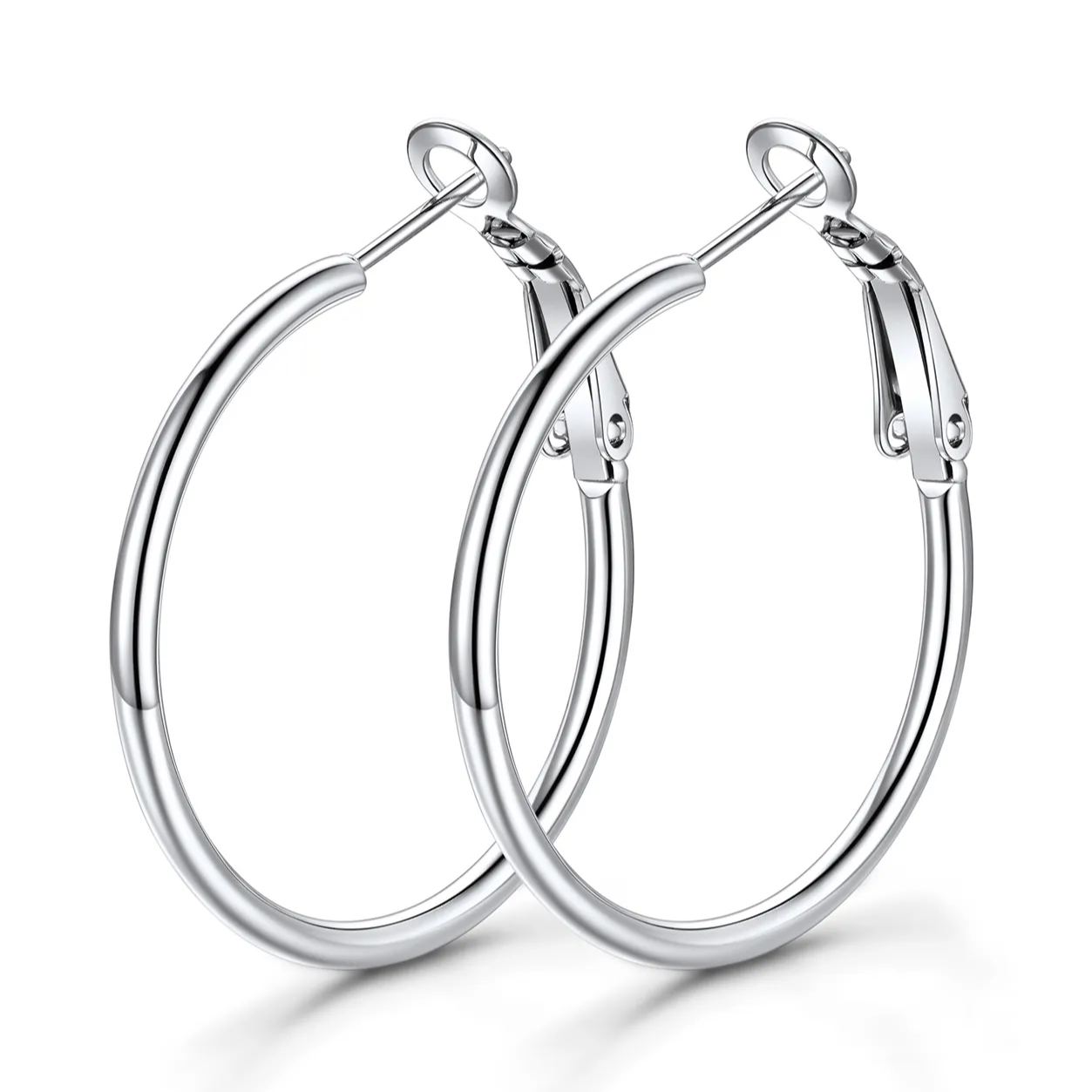 14K Gold Plated Stainless Steel Lightweight Large Hoop Earrings for Women