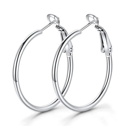 14K Gold Plated Stainless Steel Lightweight Large Hoop Earrings for Women