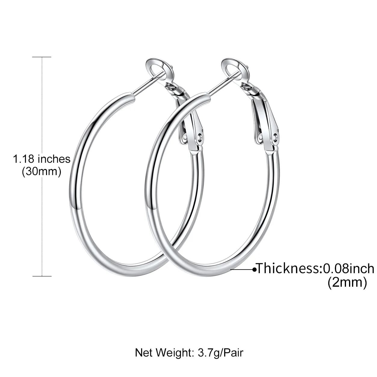 14K Gold Plated Stainless Steel Lightweight Large Hoop Earrings for Women