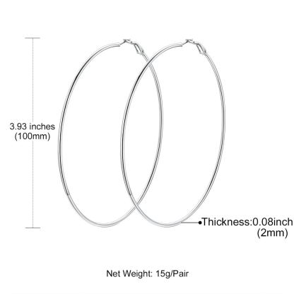 14K Gold Plated Stainless Steel Lightweight Large Hoop Earrings for Women