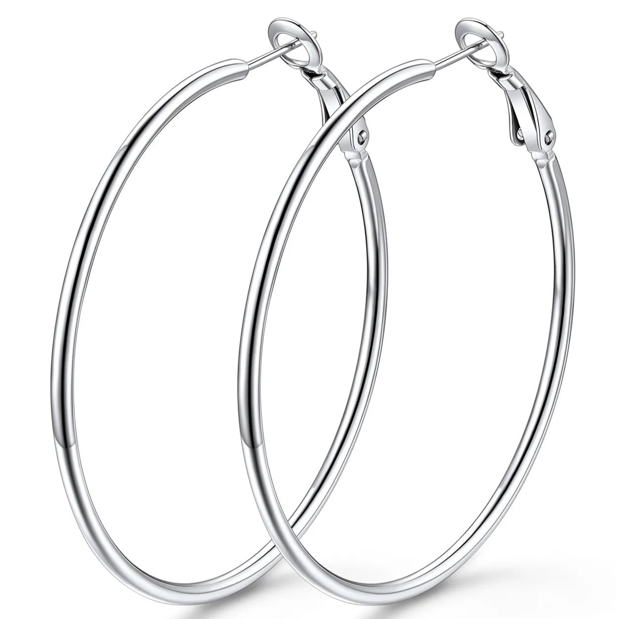 14K Gold Plated Stainless Steel Lightweight Large Hoop Earrings for Women