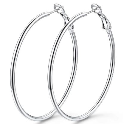 14K Gold Plated Stainless Steel Lightweight Large Hoop Earrings for Women