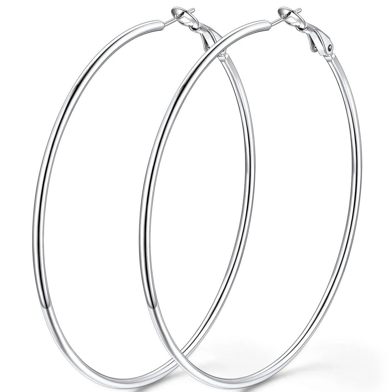 14K Gold Plated Stainless Steel Lightweight Large Hoop Earrings for Women