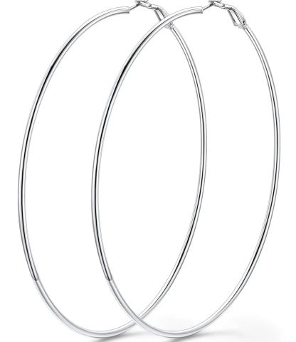 Stainless Steel Round Hoop Earrings For Women 