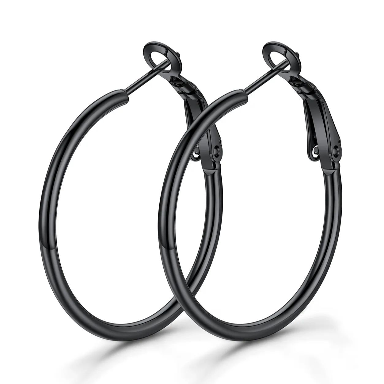 14K Gold Plated Stainless Steel Lightweight Large Hoop Earrings for Women