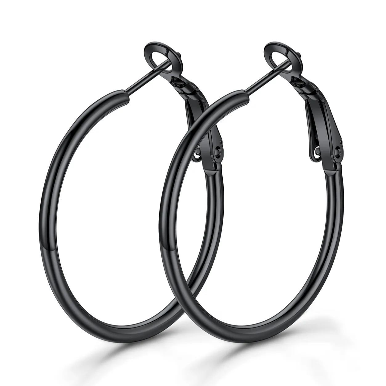 14K Gold Plated Stainless Steel Lightweight Large Hoop Earrings for Women