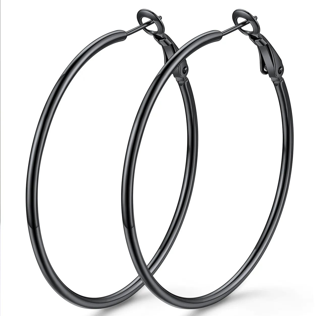 14K Gold Plated Stainless Steel Lightweight Large Hoop Earrings for Women
