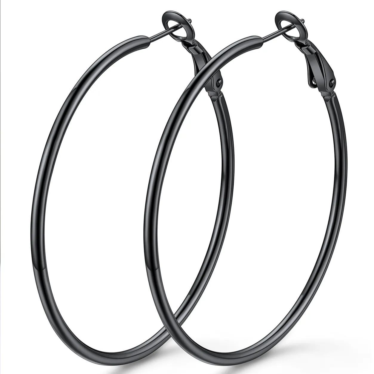 14K Gold Plated Stainless Steel Lightweight Large Hoop Earrings for Women