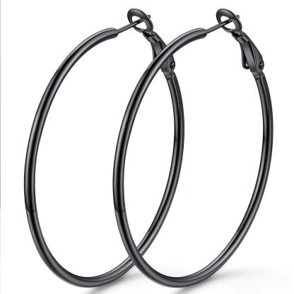 14K Gold Plated Stainless Steel Lightweight Large Hoop Earrings for Women