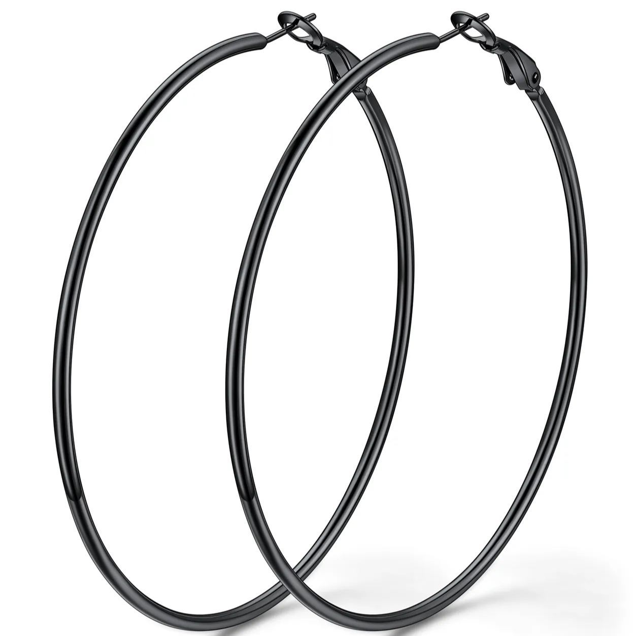 14K Gold Plated Stainless Steel Lightweight Large Hoop Earrings for Women