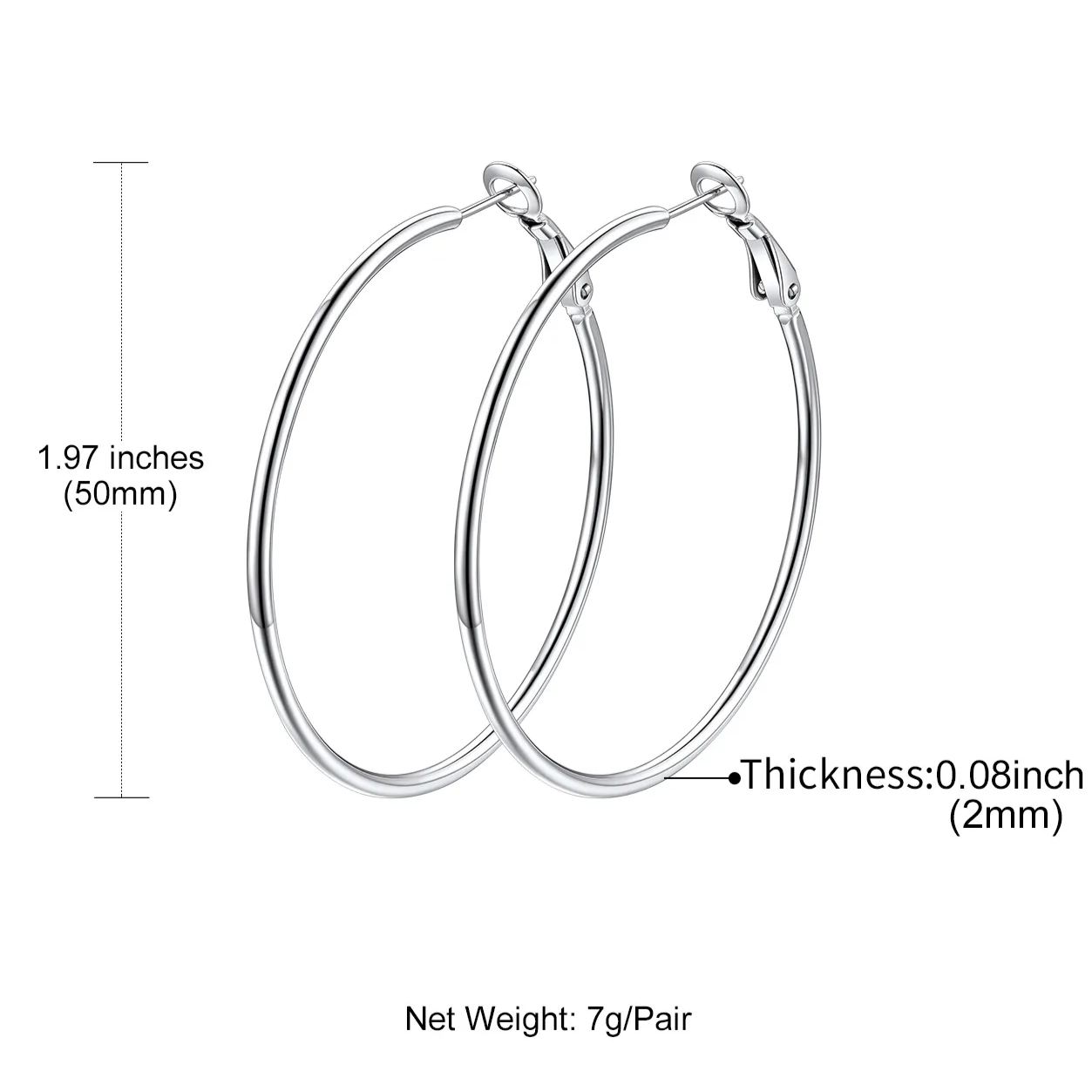 14K Gold Plated Stainless Steel Lightweight Large Hoop Earrings for Women