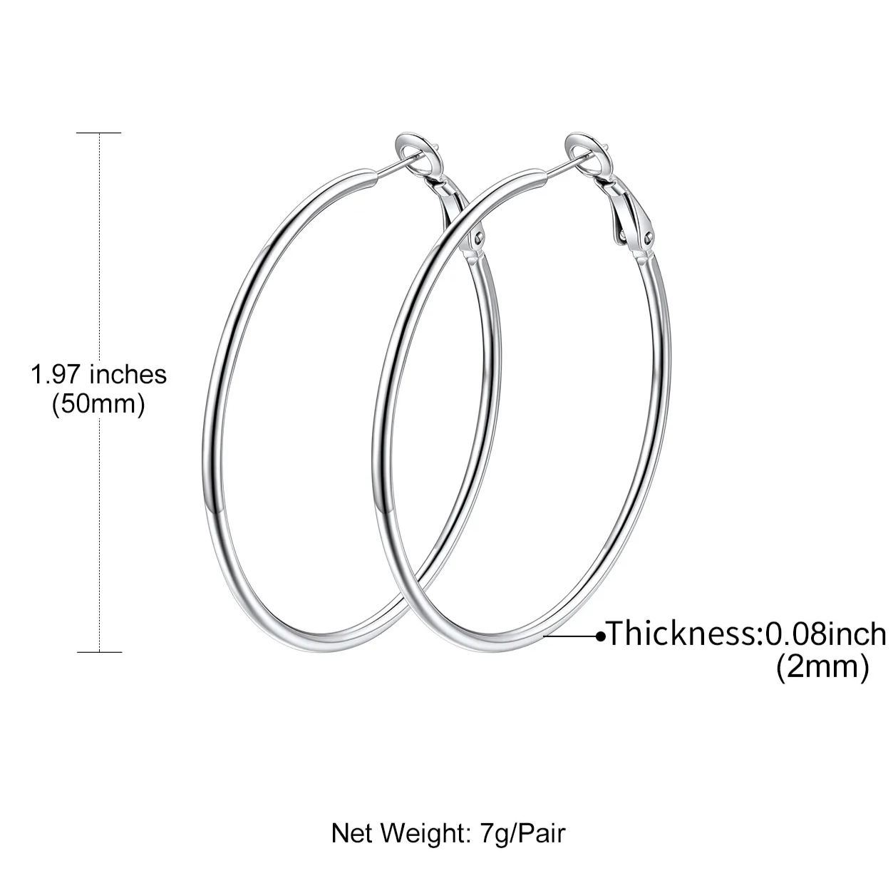 14K Gold Plated Stainless Steel Lightweight Large Hoop Earrings for Women