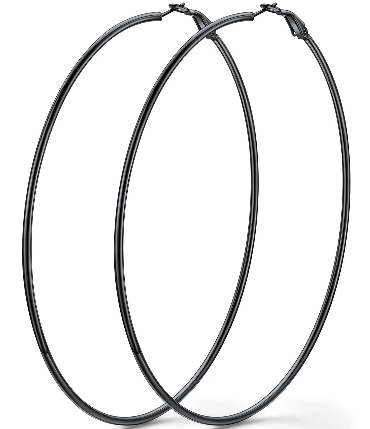 14K Gold Plated Stainless Steel Lightweight Large Hoop Earrings for Women