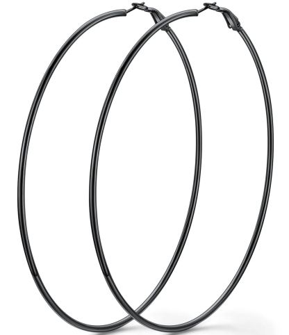 14K Gold Plated Stainless Steel Lightweight Large Hoop Earrings for Women