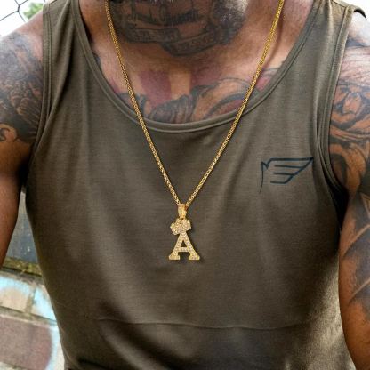 Initial A-Z 18K Gold Plated Crown Shiny Cubic Zirconia Monogram Pendant Necklace MODEL