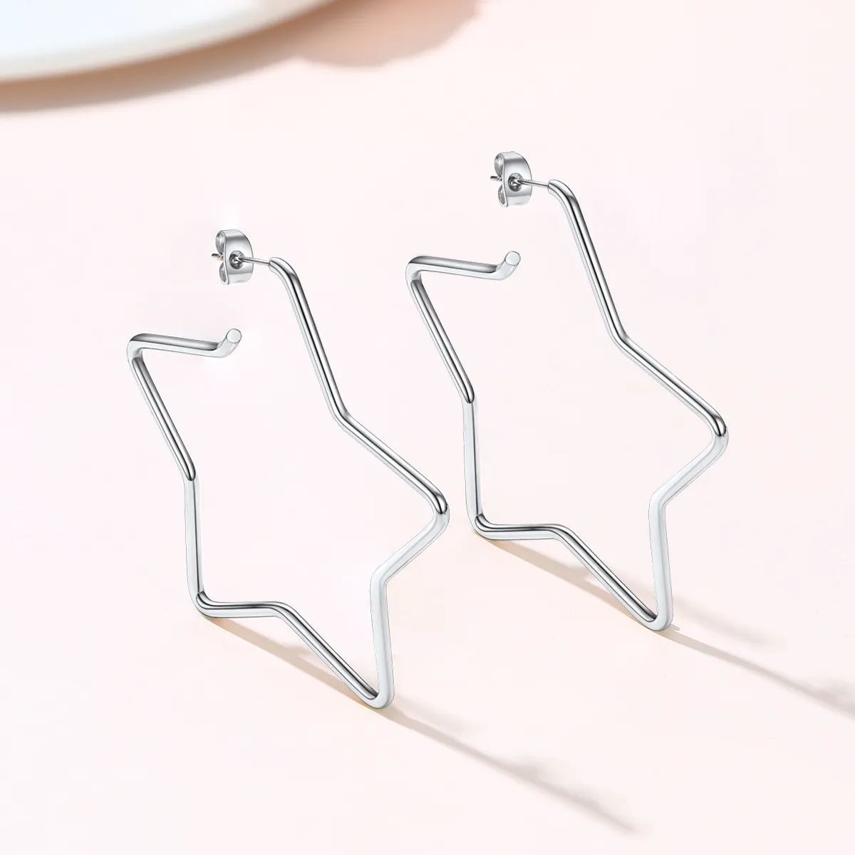Fashion Star Stainless Steel Drop Earrings For Women DETAIL SILVER