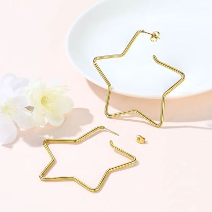 Fashion Star Stainless Steel Drop Earrings For Women DETAIL GOLD