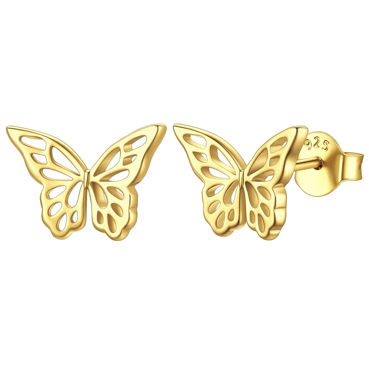 Sterling Silver Dainty Butterfly Stud Earrings For Women GOLD