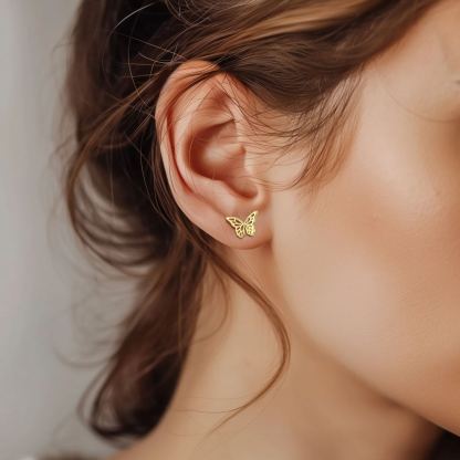 925 Sterling Silver Dainty Butterfly Stud Earrings For Women MDOEL