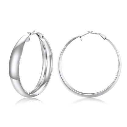 Chunky Hoop Earrings for Women Simple Polished Thick Ear Jewelry 40mm silver