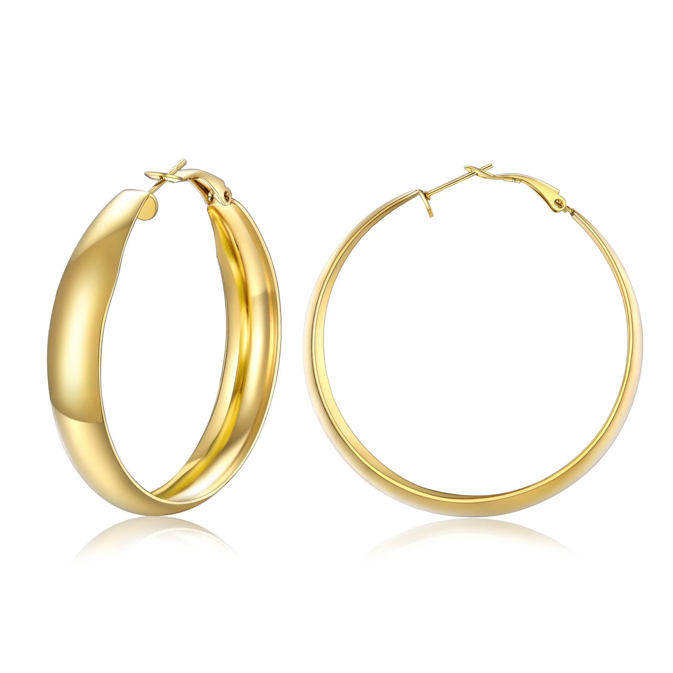 Chunky Hoop Earrings for Women Simple Polished Thick Ear Jewelry 40mm gold