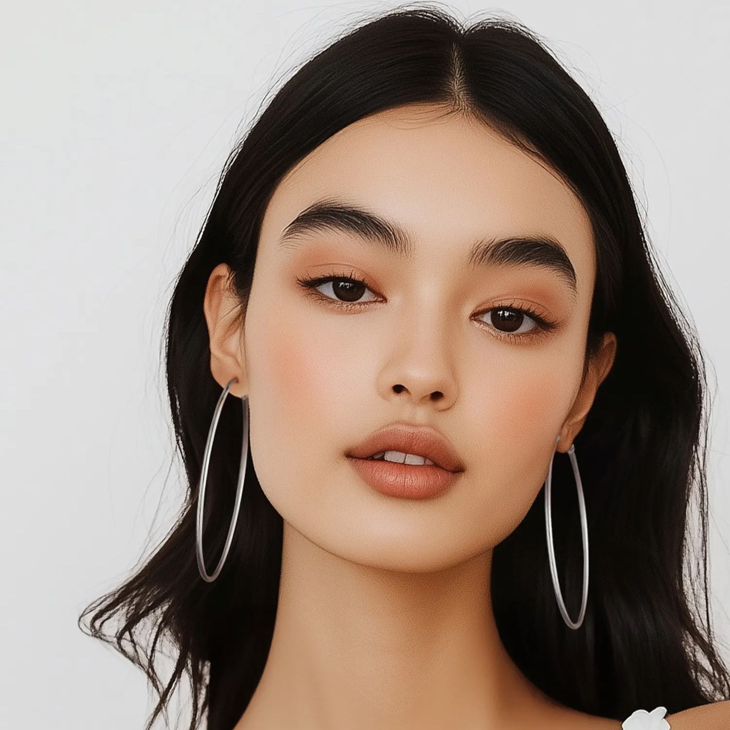 Women Simple Stainless Steel Hoop Earrings 70mm  model silver