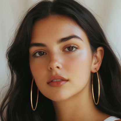 Women Simple Stainless Steel Hoop Earrings 70mm model gold