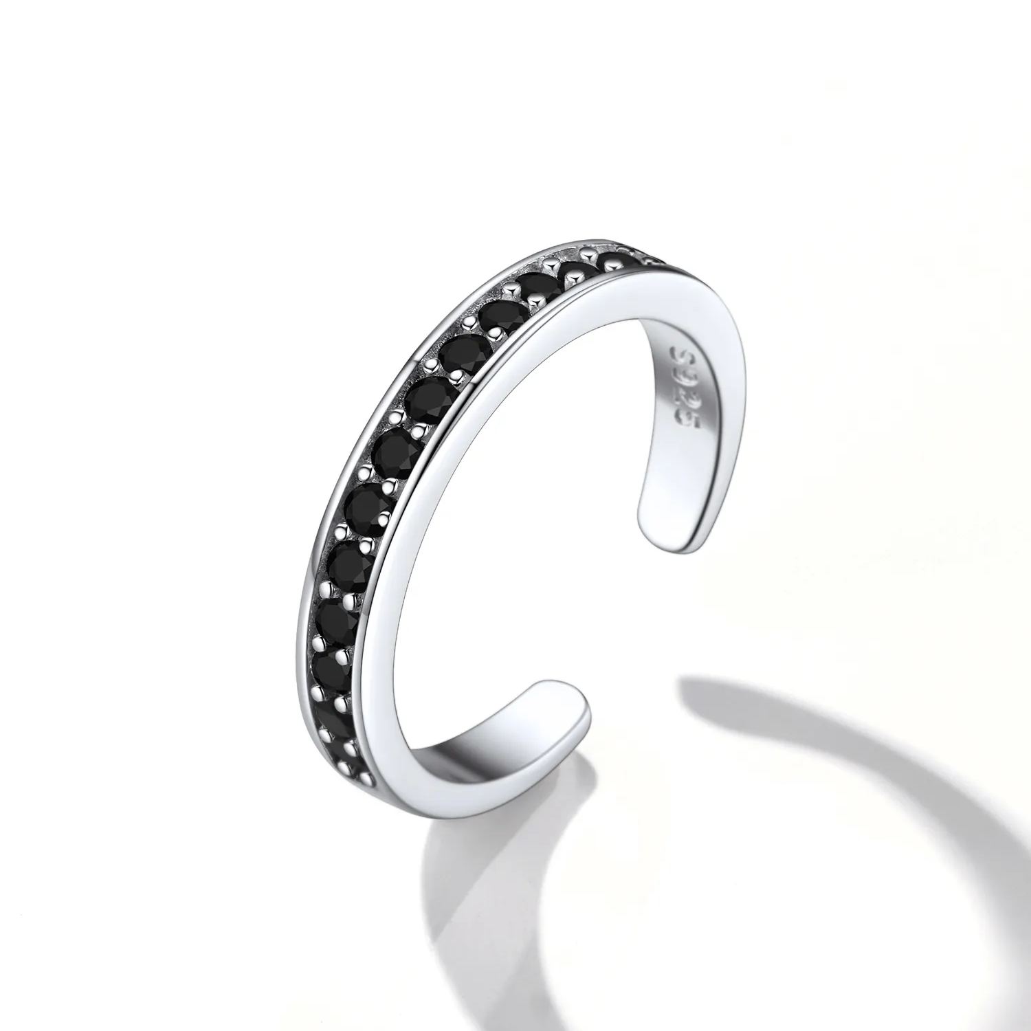 925 Sterling Silver Toe Rings for Women Adjustable Open Rings Summer Jewelry black Cubic Zirconia occasion