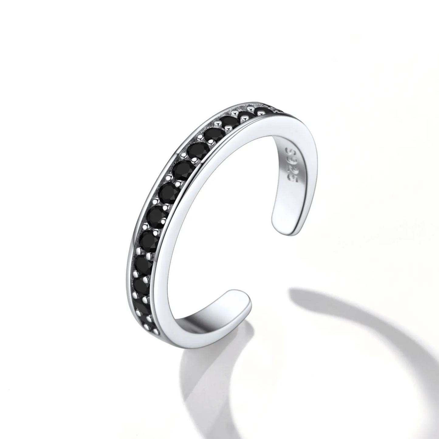 925 Sterling Silver Toe Rings for Women Adjustable Open Rings Summer Jewelry black Cubic Zirconia occasion