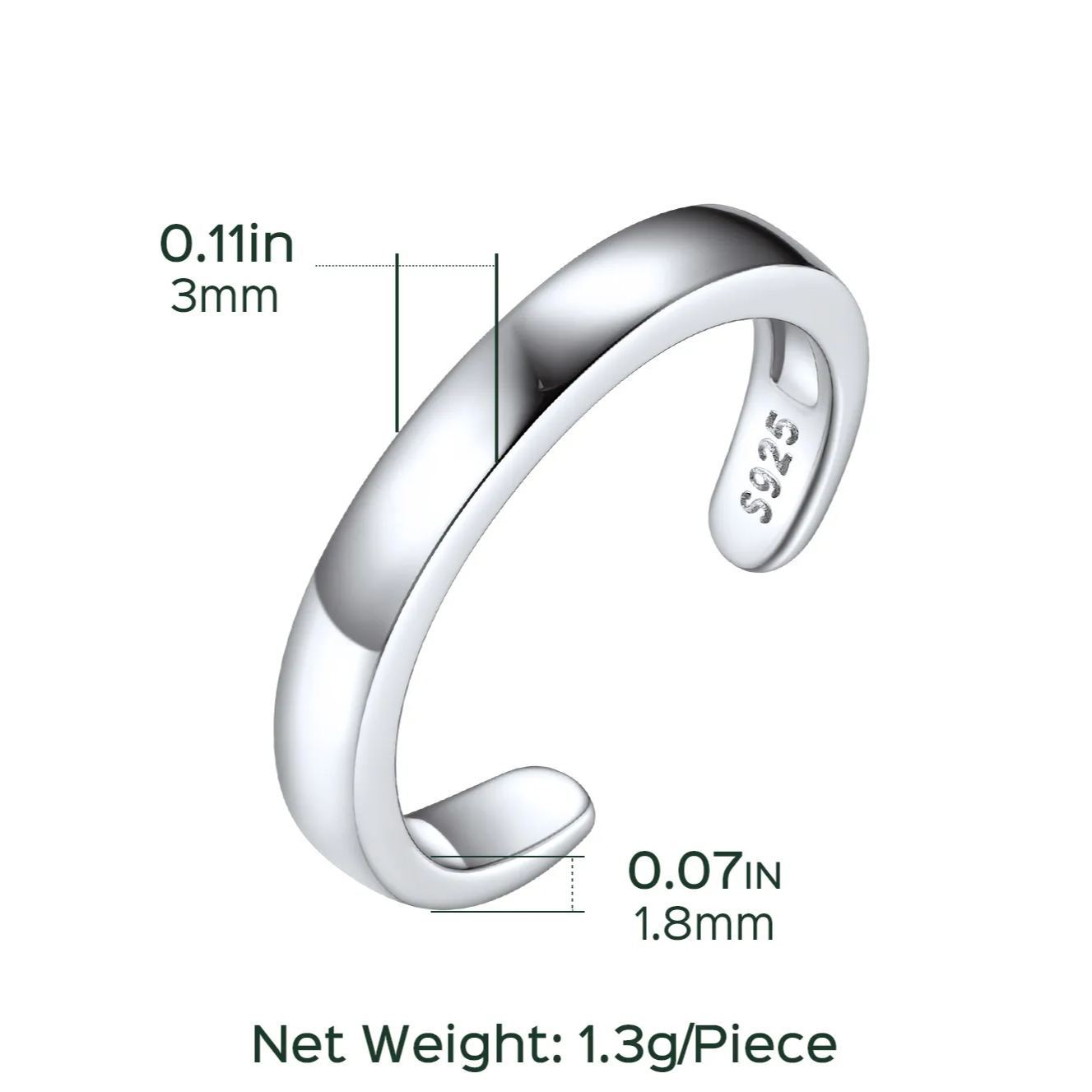 925 Sterling Silver Toe Rings for Women Adjustable Open Rings Summer Jewelry detail