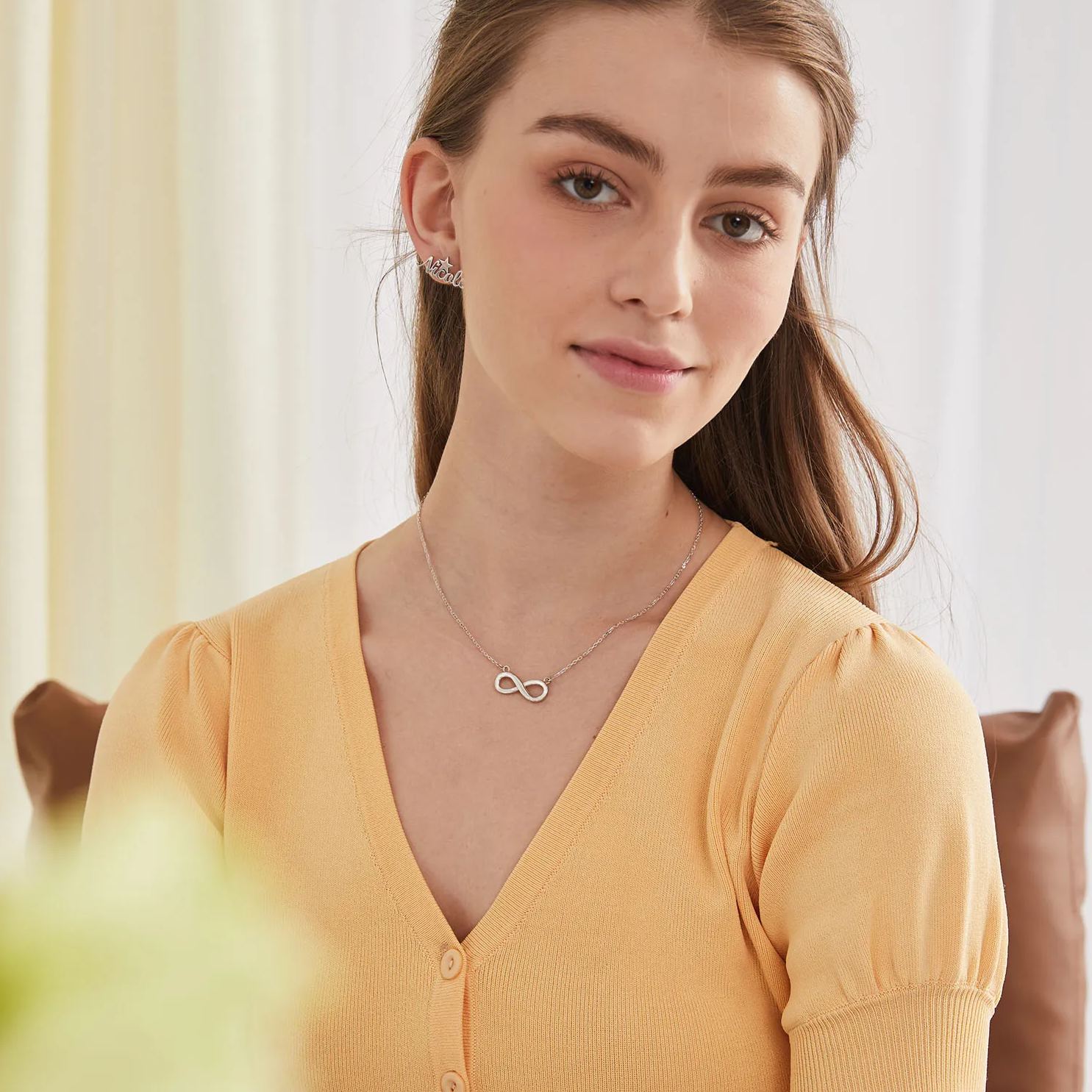 Personalized 925 Sterling Silver Infinity Name Necklace for Women model