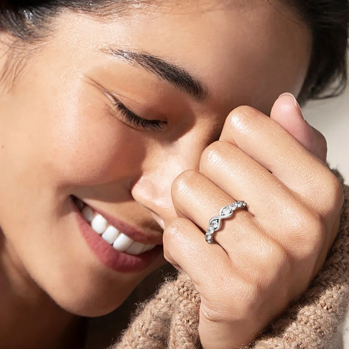 Sterling Silver Infinity Rings Cubic Zirconia Rings model