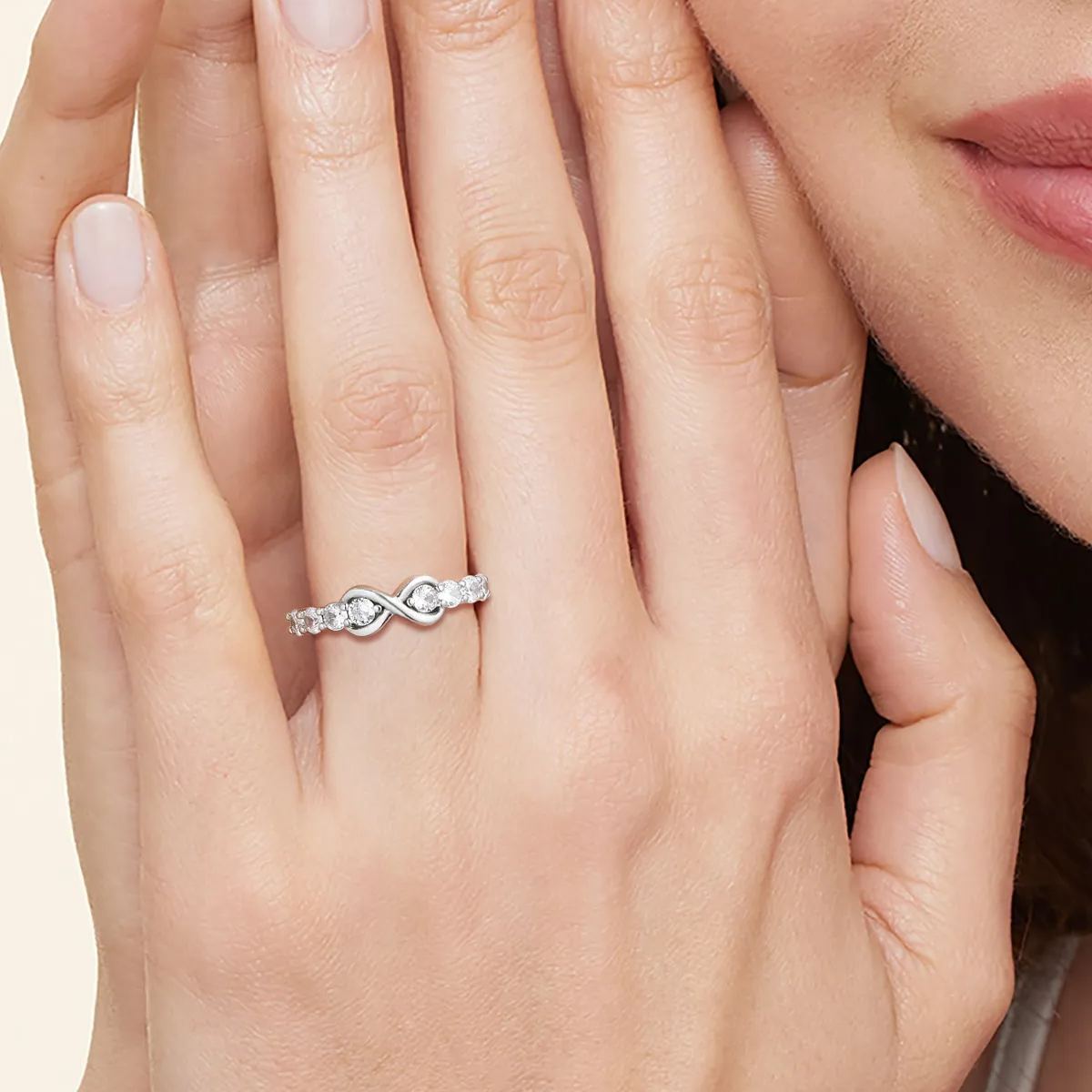 Sterling Silver Infinity Rings Cubic Zirconia Rings model