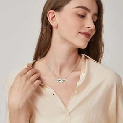 Personalized Engraved Infinity Love Birthstone Necklace for Women model