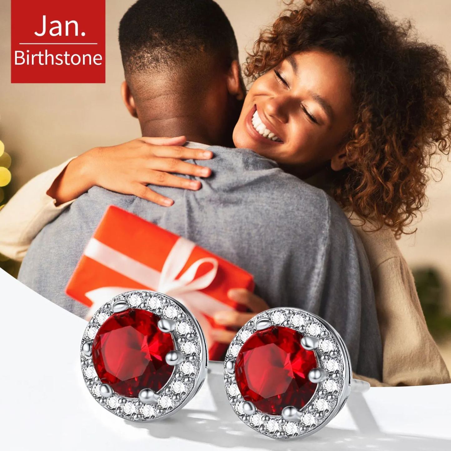 925 Sterling Silver Birthstone Round Stud Earrings for Women