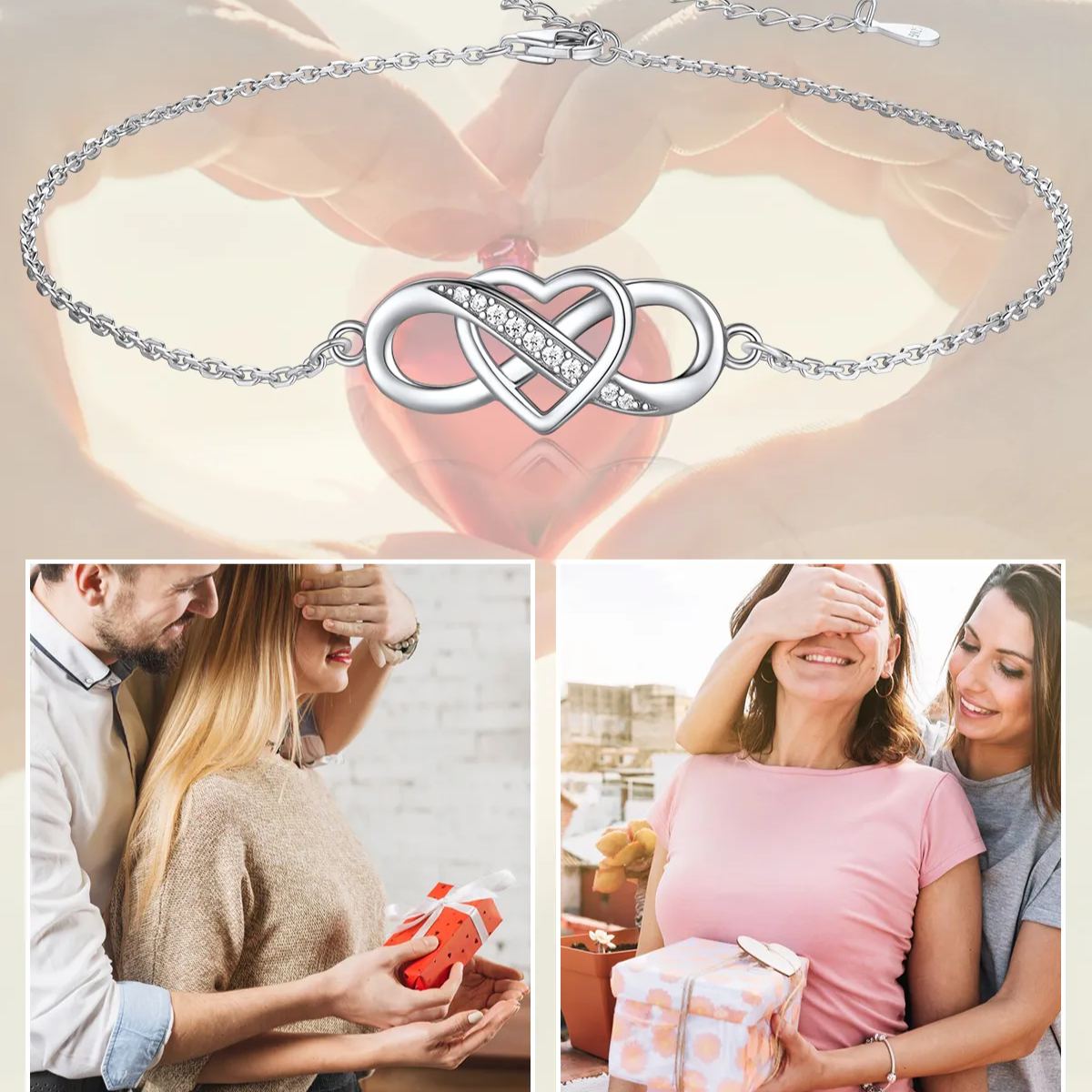 Sterling Silver Infinity Heart Anklet For Women Girl