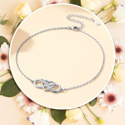 Sterling Silver Infinity Heart Anklet For Women Girl