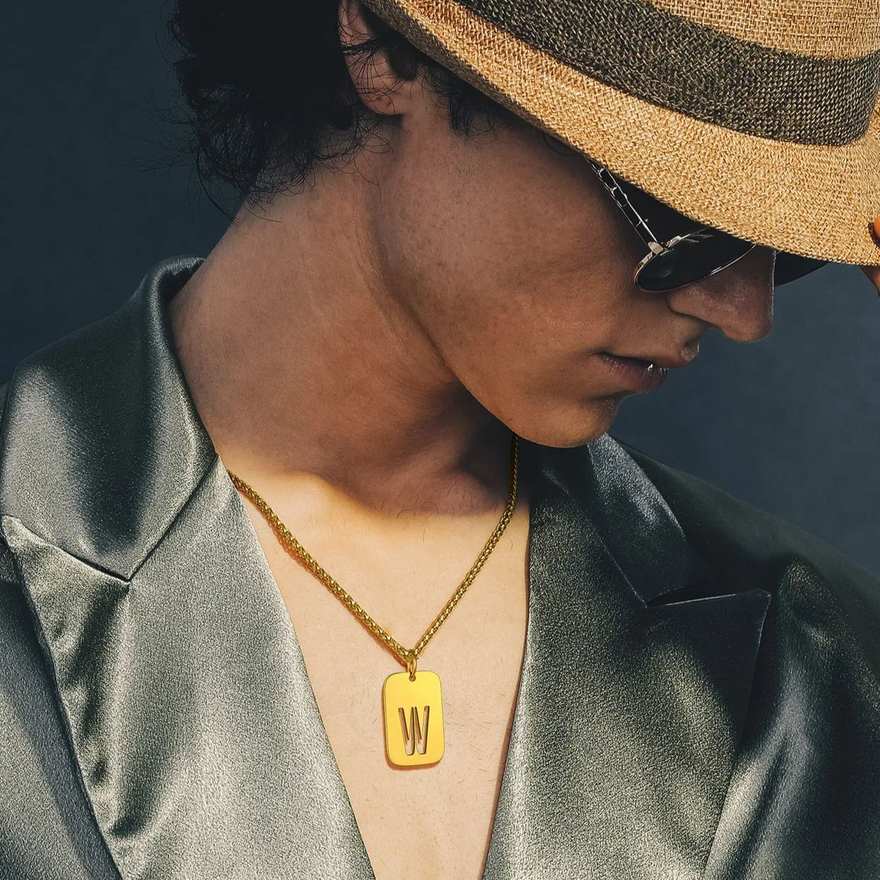 Customizable Military Dog Tag Initial Necklace with Free Engraving