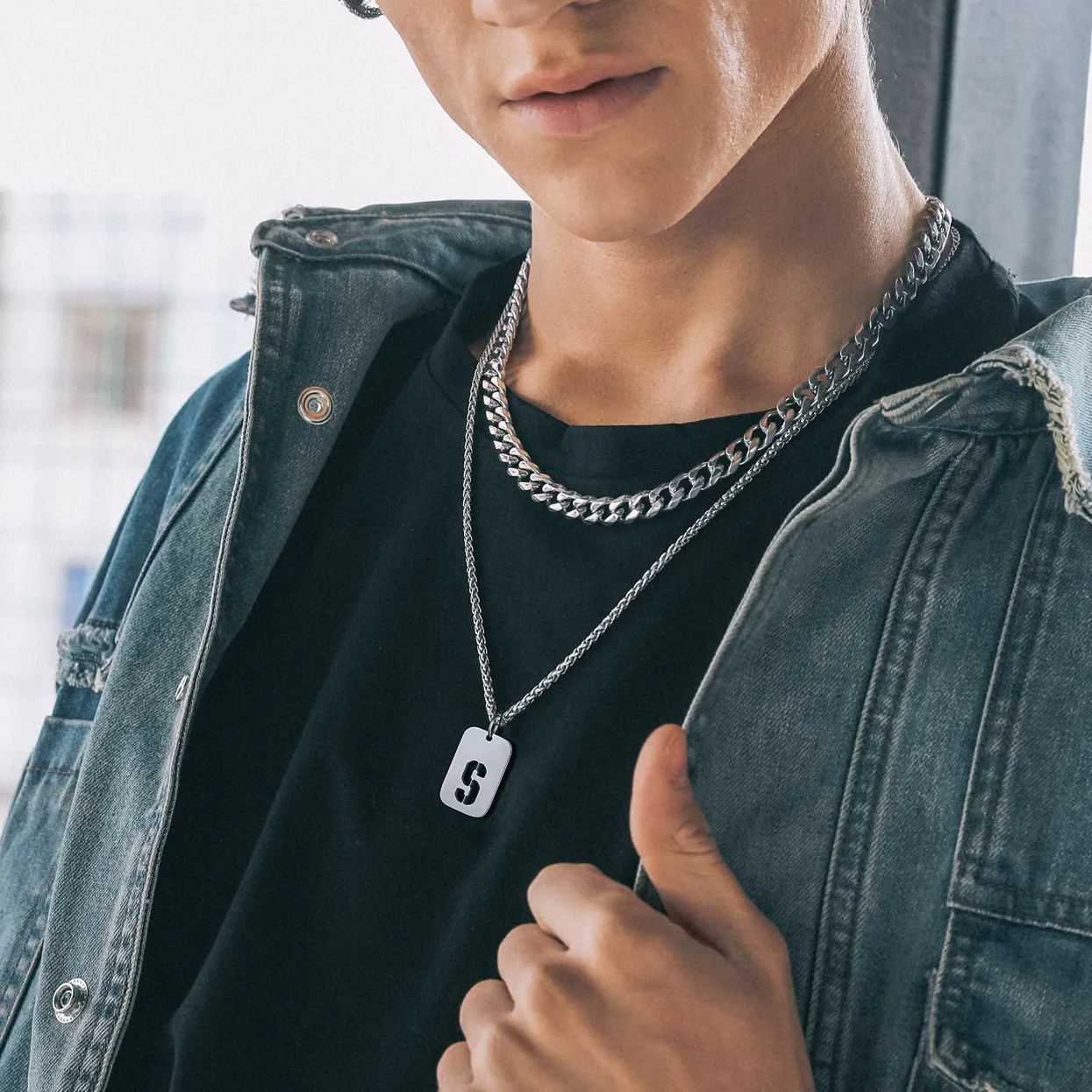 Customizable Military Dog Tag Initial Necklace with Free Engraving