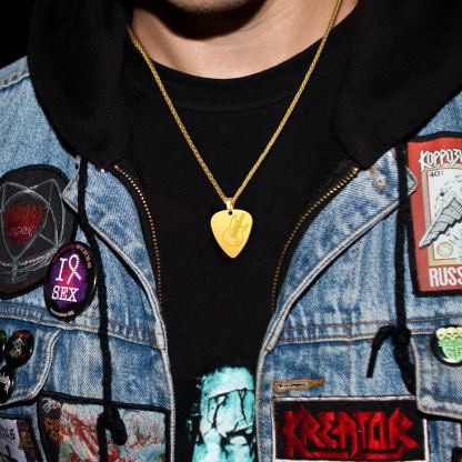 Custom Guitar Pick Pendant Necklace for Music Lovers model gold