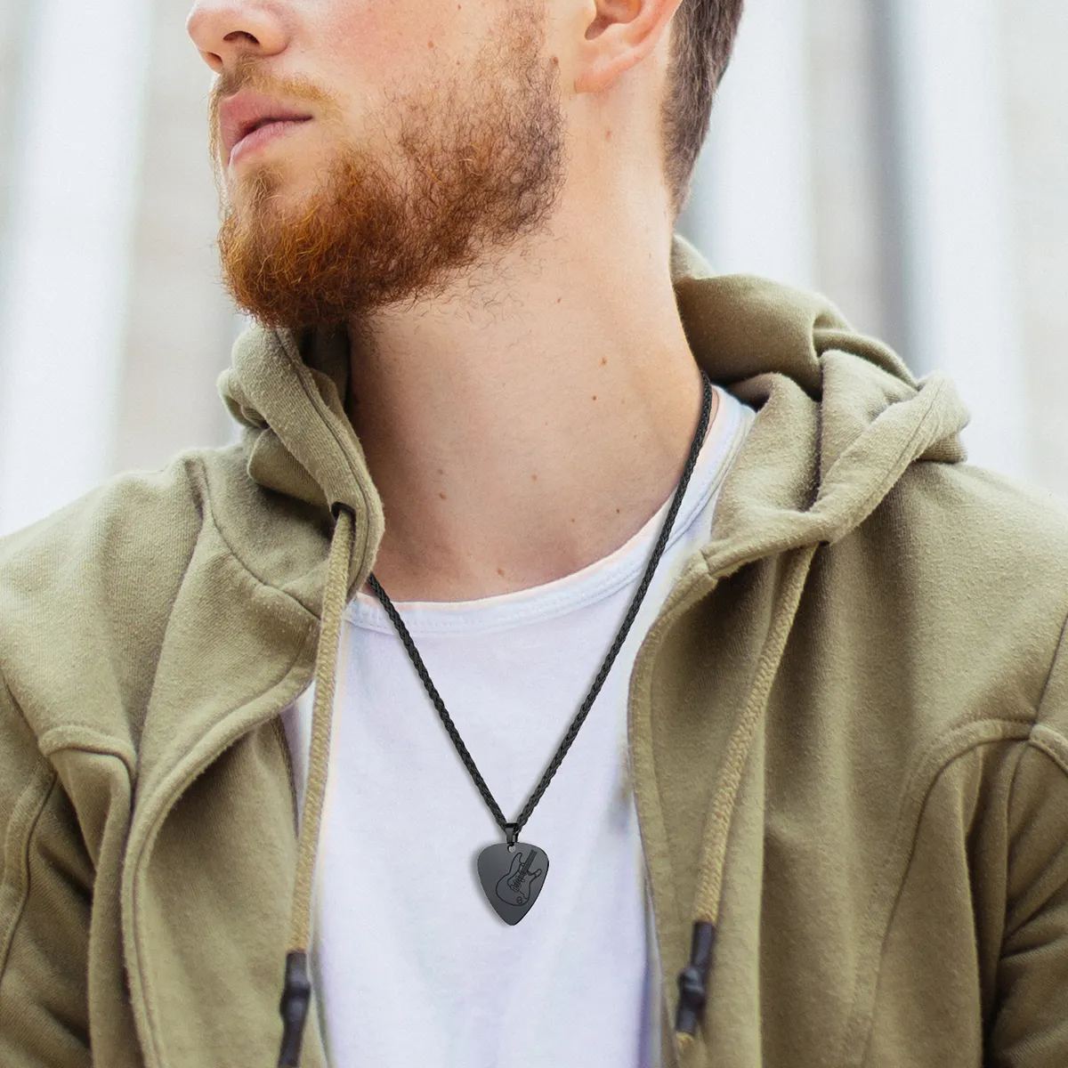 Custom Guitar Pick Pendant Necklace for Music Lovers black model