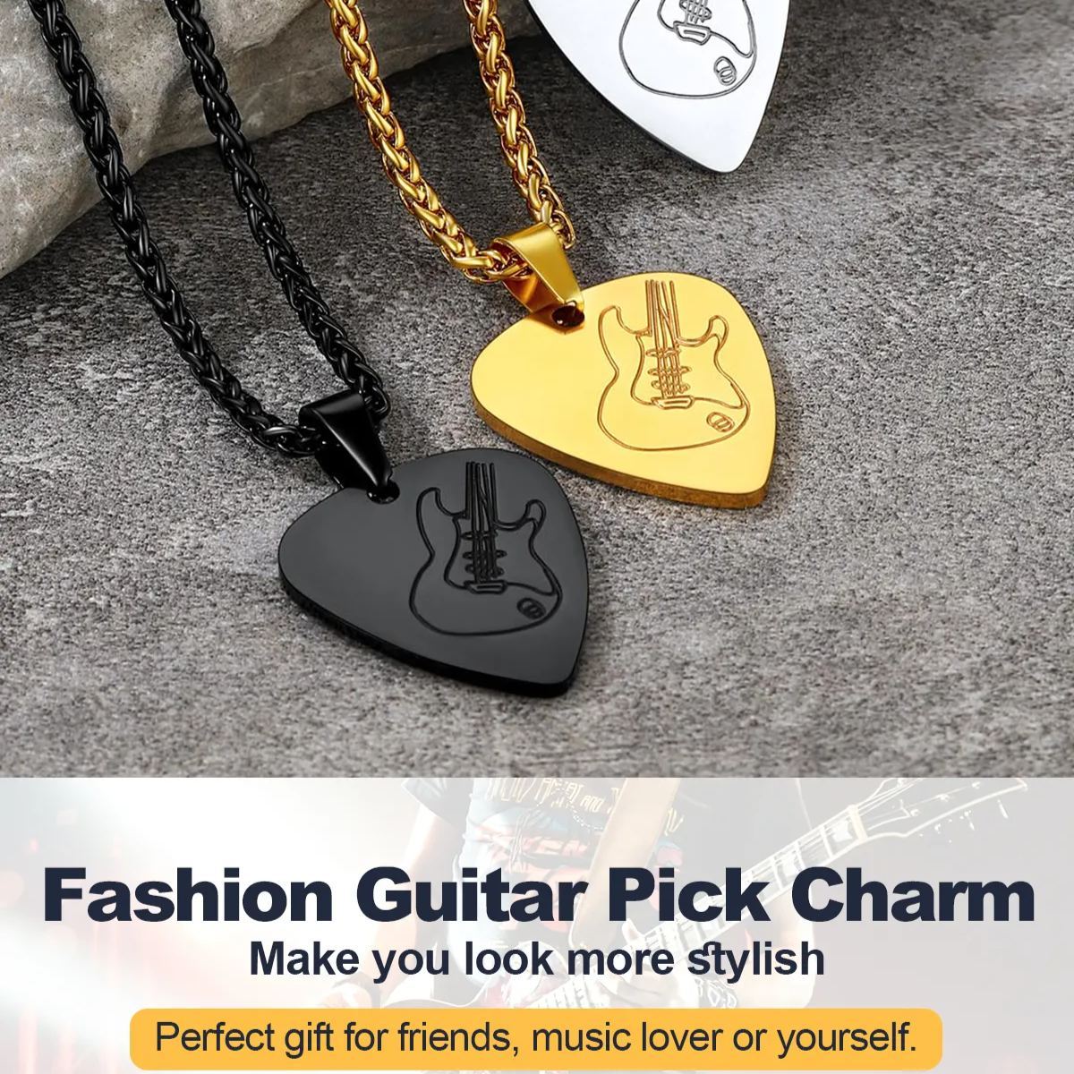 Custom Guitar Pick Pendant Necklace gift for Music Lovers 