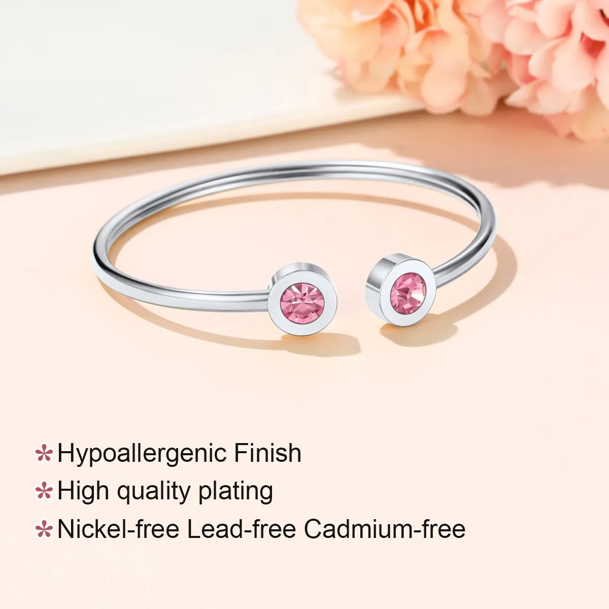 Birthstones Bracelet for Women Cuff Bangle with Twelve Months Crystal high quality