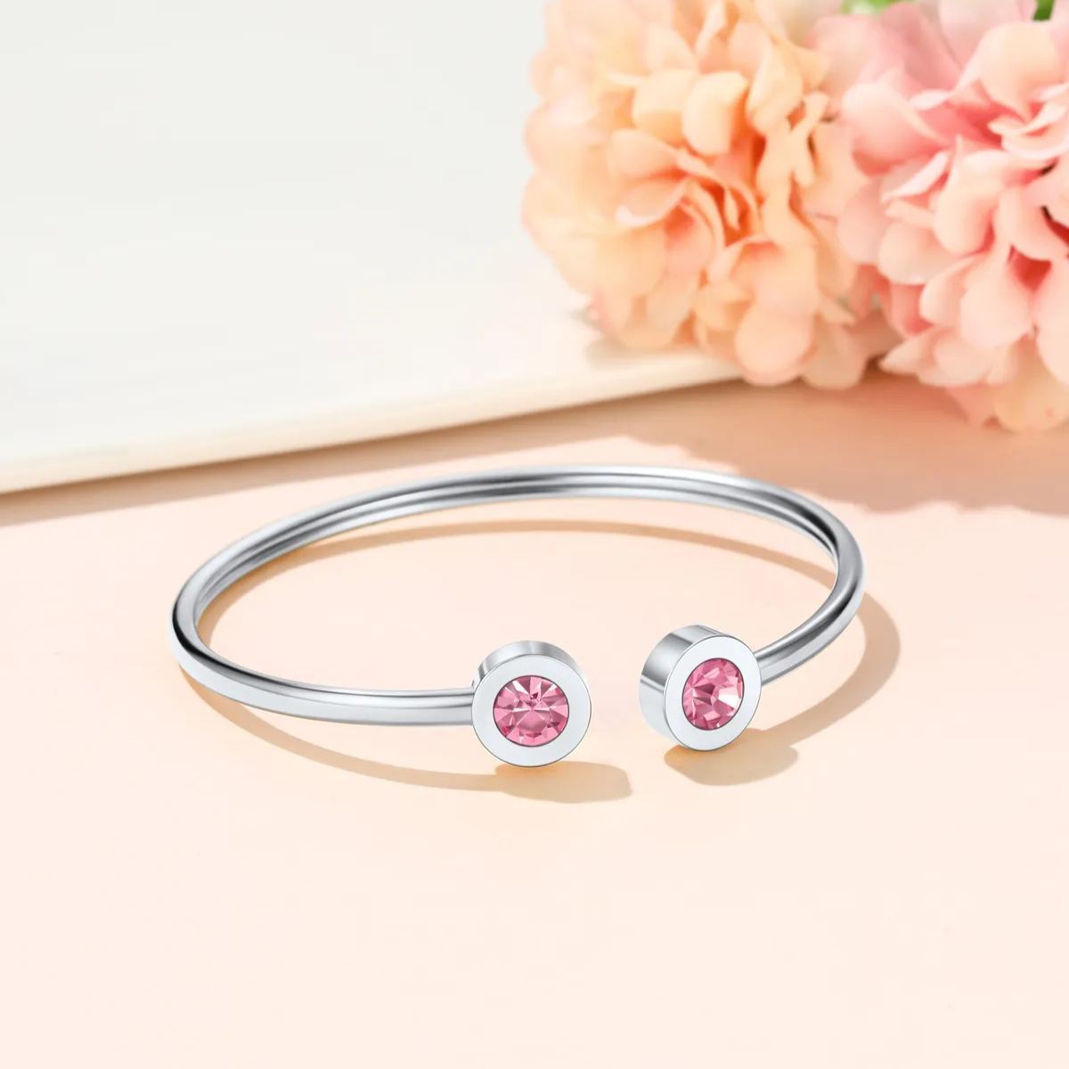 Birthstones Bracelet for Women Cuff Bangle with Twelve Months Crystal occasion