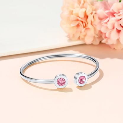 Birthstones Bracelet for Women Cuff Bangle with Twelve Months Crystal occasion