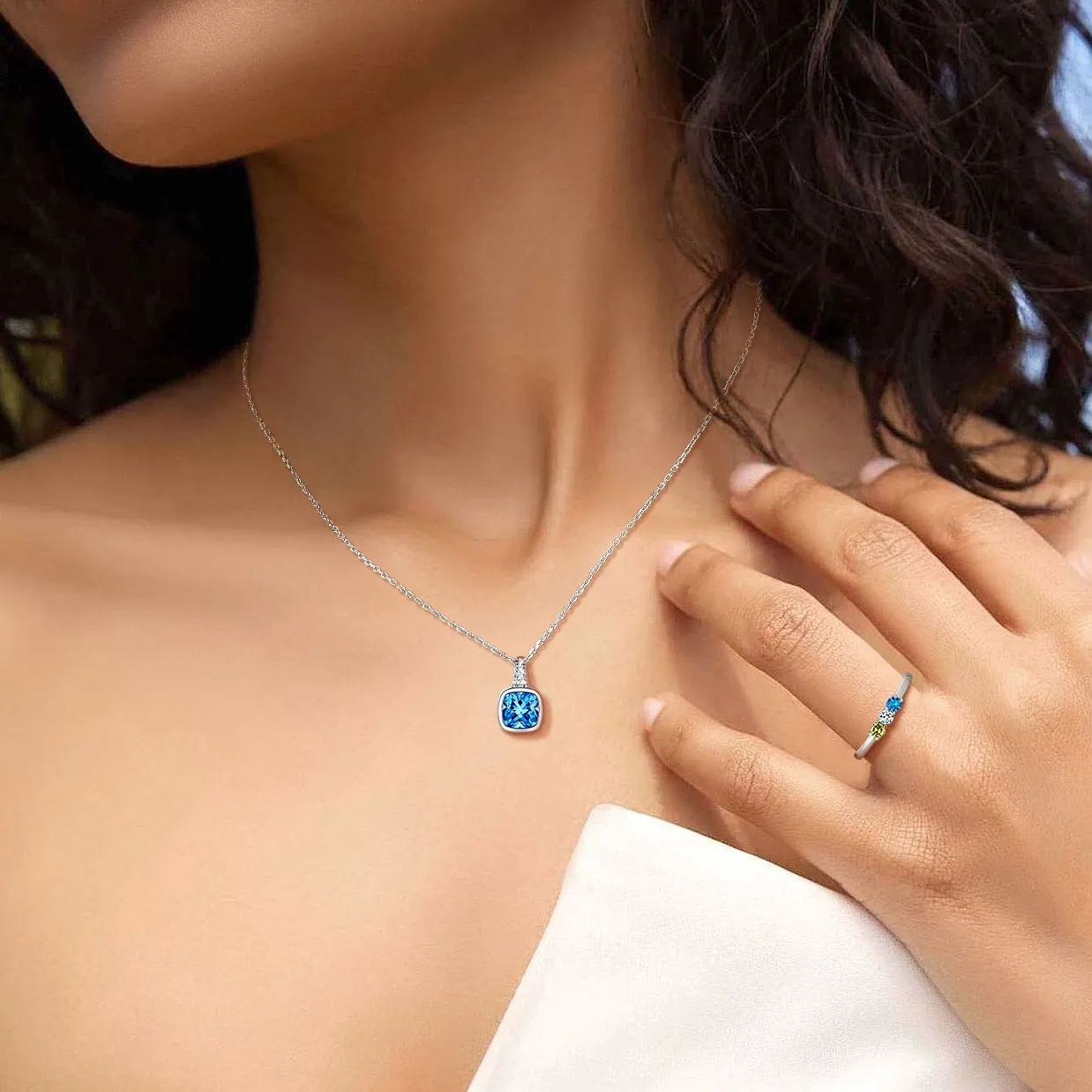 Birthstone Cubic Zirconia Pendant Necklace for Women MODEL
