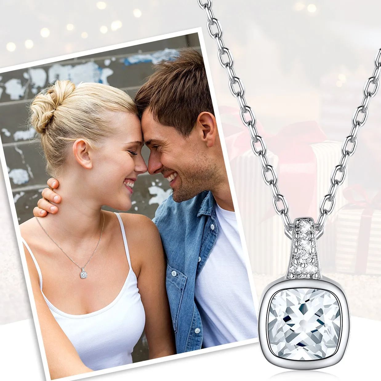 Birthstone Cubic Zirconia Pendant Necklace for wife